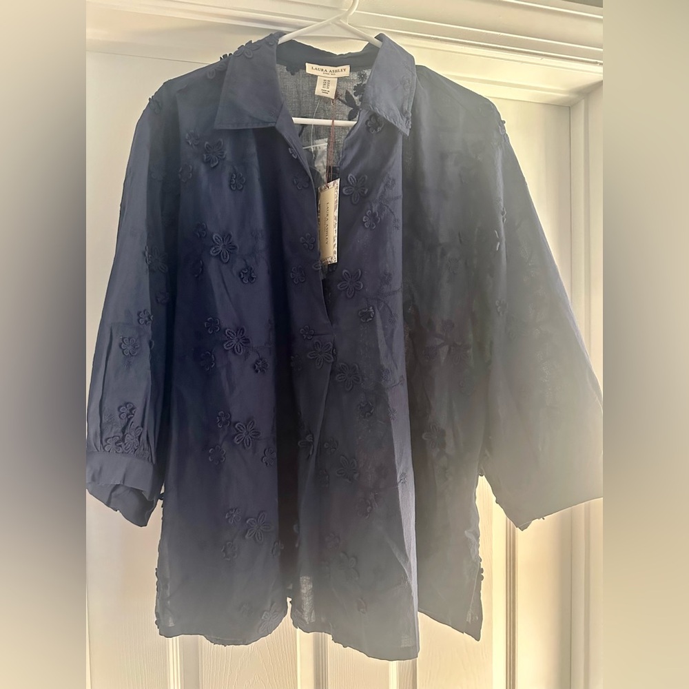 Laura Ashley Midnight Blue Floral Top